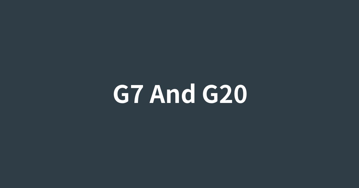 G7とG20のロゴと参加国の国旗が並ぶイラスト