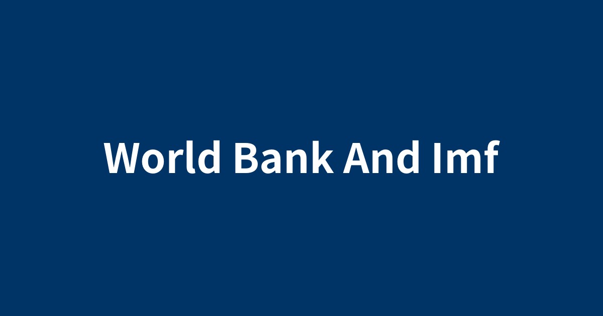 世界銀行とIMFのロゴと地球儀が並ぶイラスト